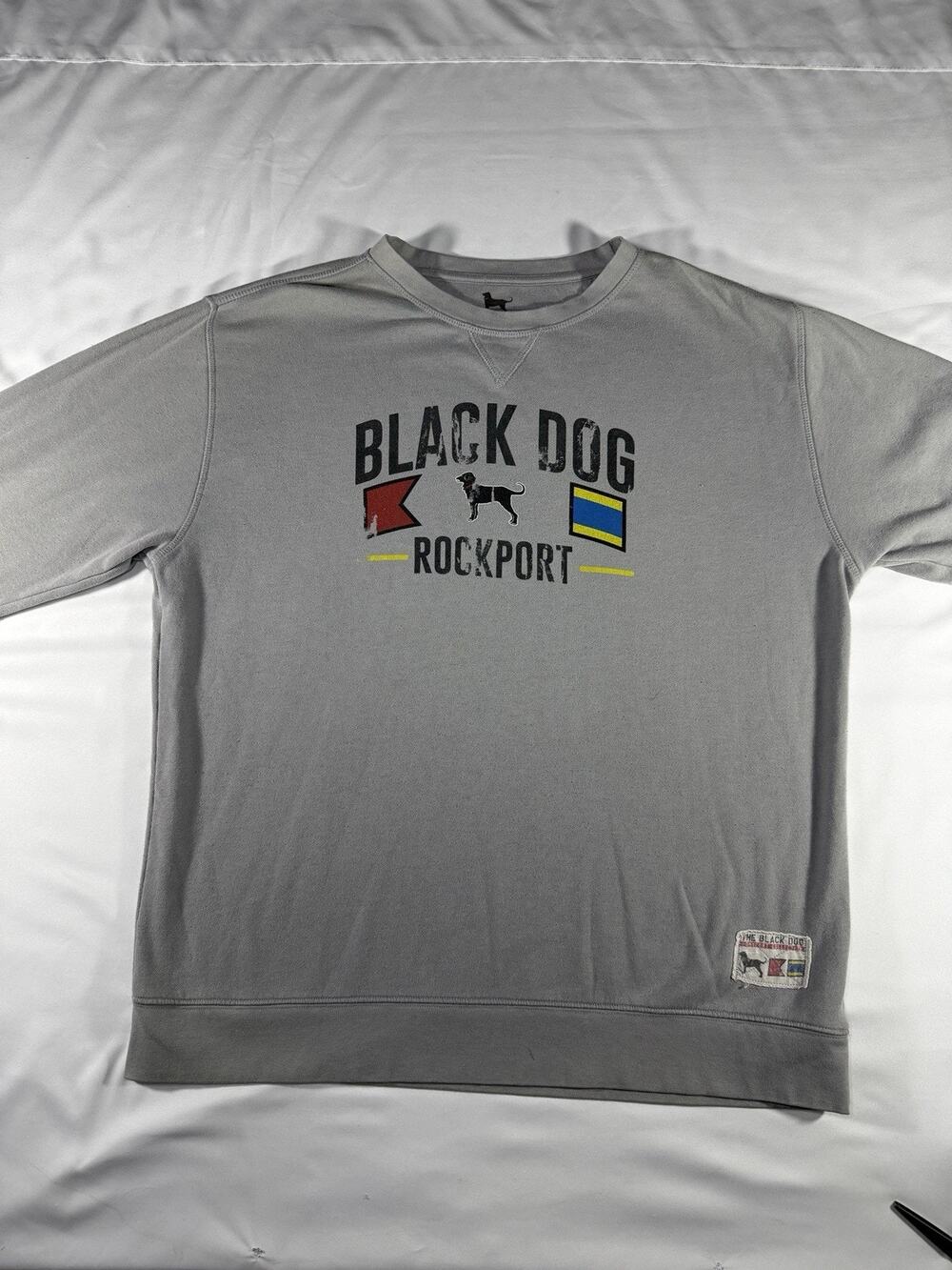 The Black Dog Rockport Sweatshirt Mens XL Gray Crewneck Nautical Flag Logo